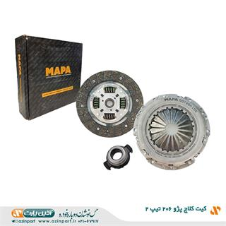 دیسک و صفحه کلاچ پژو 206 تیپ 2 با بلبرینگ برند ماپا (MAPA)